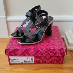 TORY BURCH Marbella Leather Block Heel Sandals 9 1/2